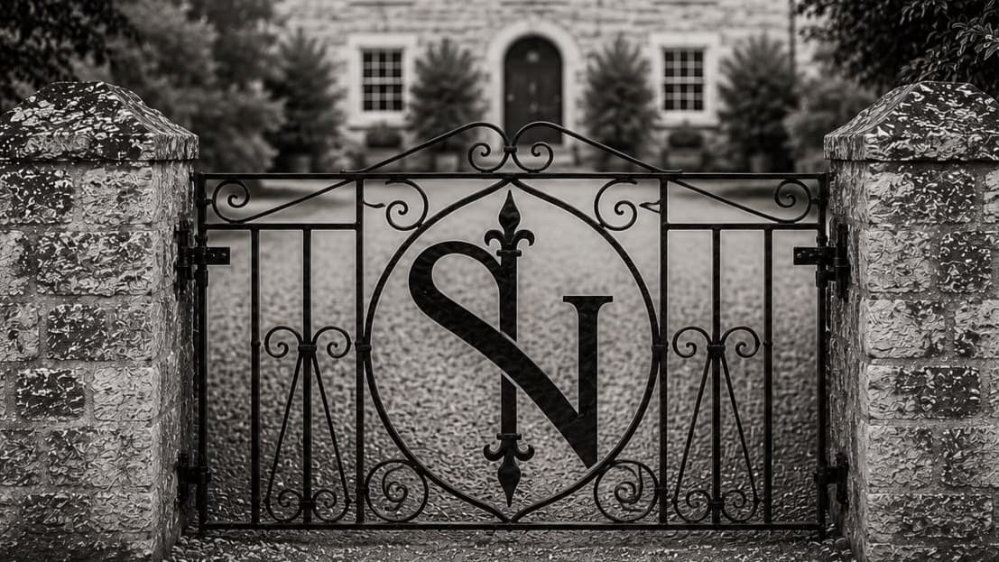 A traditional gate leading towards a listed building