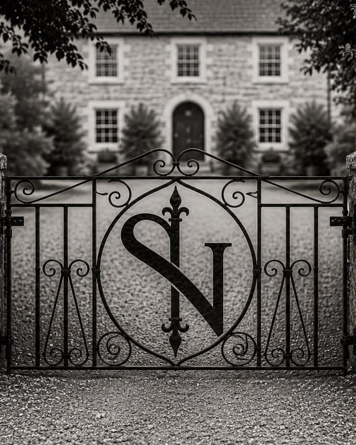 A traditional gate leading towards a listed building